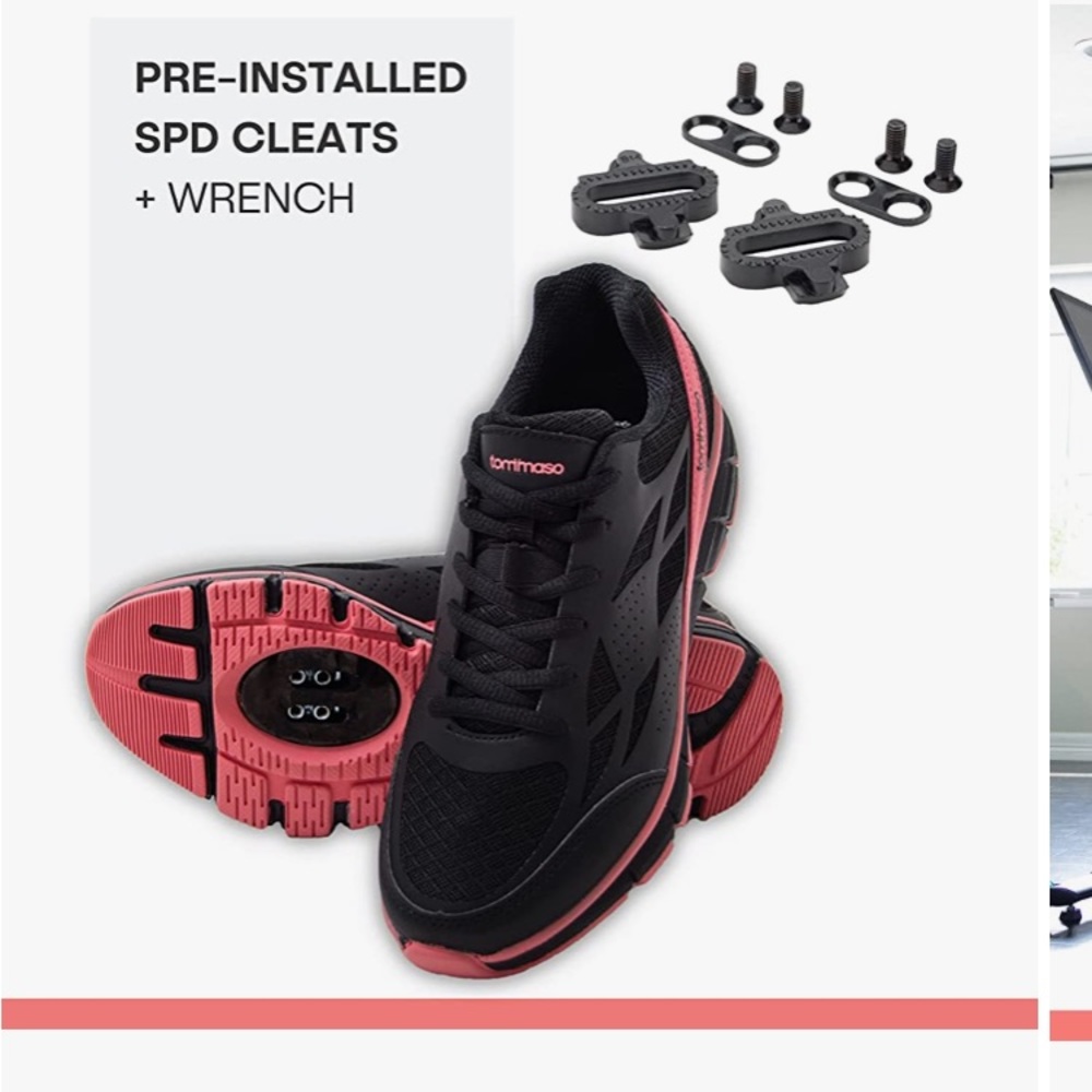 Black & Pink Tommaso Cycling Shoes, Size 8 (EU 39)